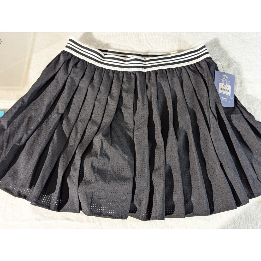 Avia Tennis Pleat Skort Womens M Black New Striped Waist Mesh Athletic Skirt - Picture 1 of 4